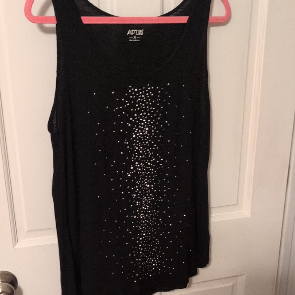Apt. 9 Black Tank Top with Silver Detailing